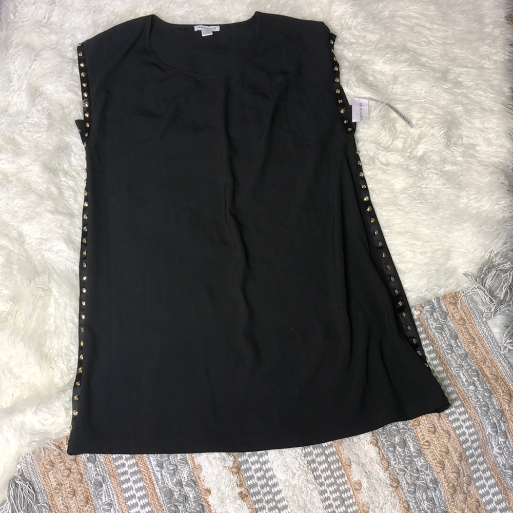 NWT Brandon Thomas Plus black stud midi dress